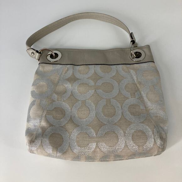Coach 21021E Canvas silver signature print small shoulder bag ASIS - Picture 4 of 13